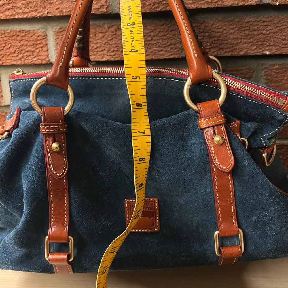Dooney & Bourke Navy Suede Bag with Tan Leather - Picture 14 of 16